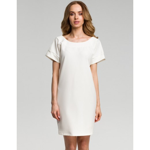 Biała sukienka Moe z odkrytymi ramionami mini z krótkimi rękawami 