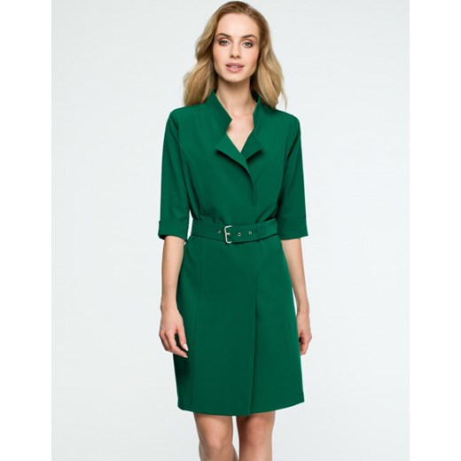 Sukienka Style zielona z długimi rękawami kopertowa 