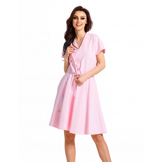 Sukienka Lemoniade wyszczuplająca na spacer różowa z krótkimi rękawami 
