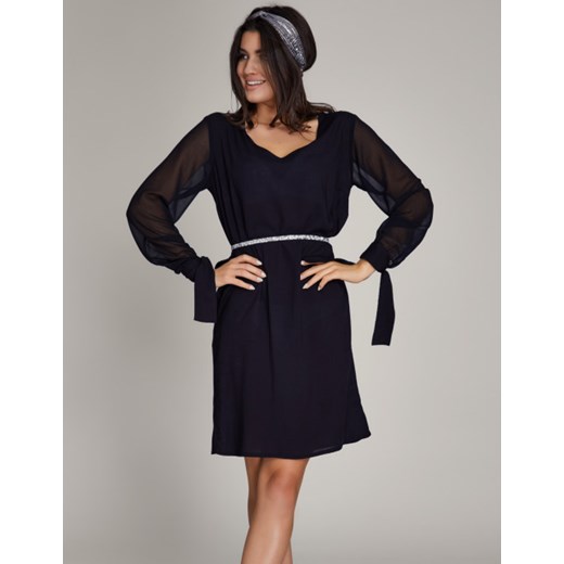 Sukienka Eleonora Portera czarna mini z długimi rękawami luźna 