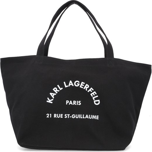 Czarna shopper bag Karl Lagerfeld bez dodatków duża na ramię 