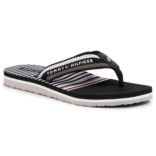 Japonki TOMMY HILFIGER - Stripy Flap Beach Sandal FW0FW04799 Black BDS