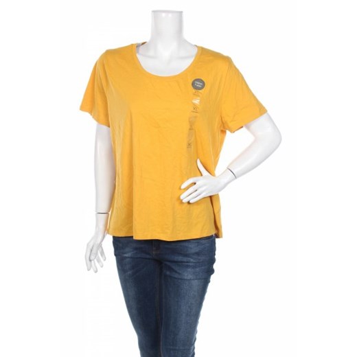 Bluzka damska żółta B Collection z okrągłym dekoltem 