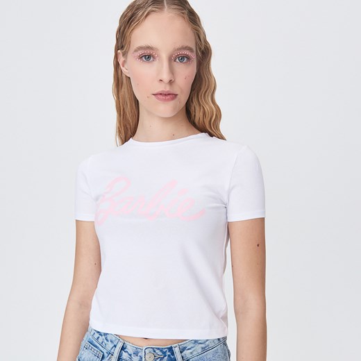 Sinsay - Koszulka basic Barbie - Biały Sinsay  XS 