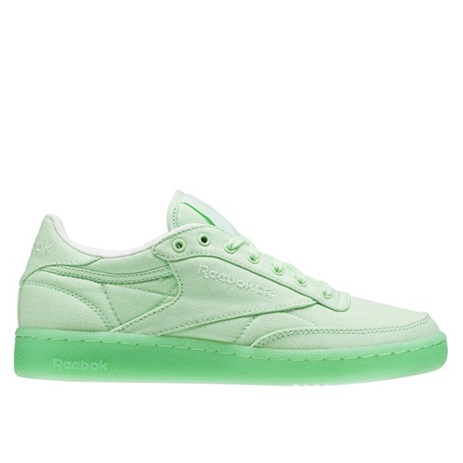 Buty sportowe damskie Reebok płaskie zielone na wiosnę sznurowane gładkie 