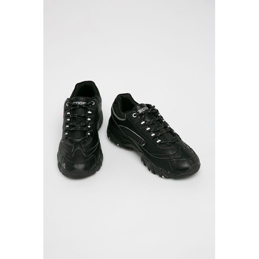 Buty sportowe damskie Kappa skórzane czarne bez wzorów1 na platformie sznurowane 