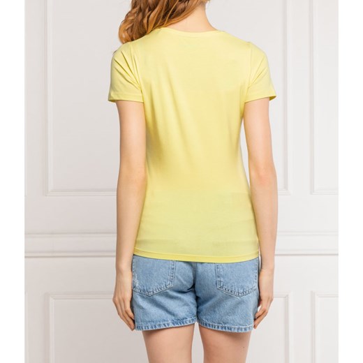 Bluzka damska Pepe Jeans z krótkim rękawem na wiosnę żółta z okrągłym dekoltem 