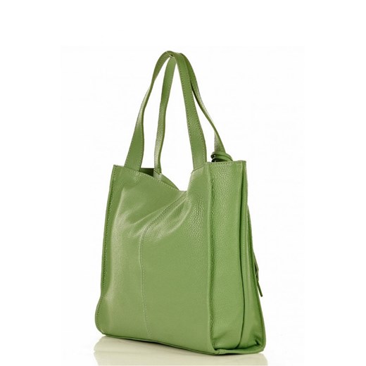 Modny skórzany shopper Portofino Max zielony S139S Green Pistacja