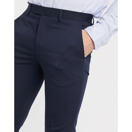 Jack & Jones Premium – Granatowe spodnie garniturowe o bardzo obcisłym kroju z poliestru z recyklingu ze stretchem-Granatowy