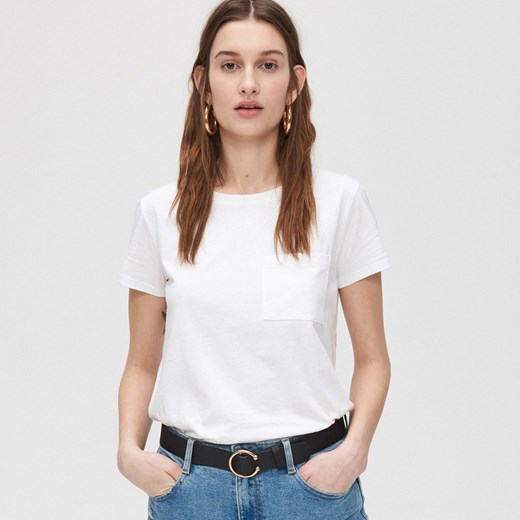Cropp - Koszulka z kieszonką - Biały Cropp   