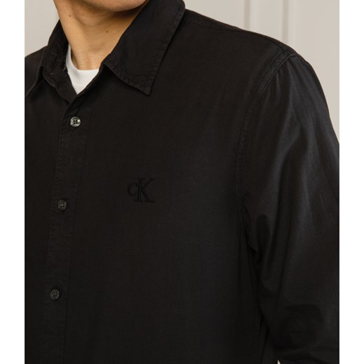 Koszula męska Calvin Klein czarna bez wzorów z długim rękawem 