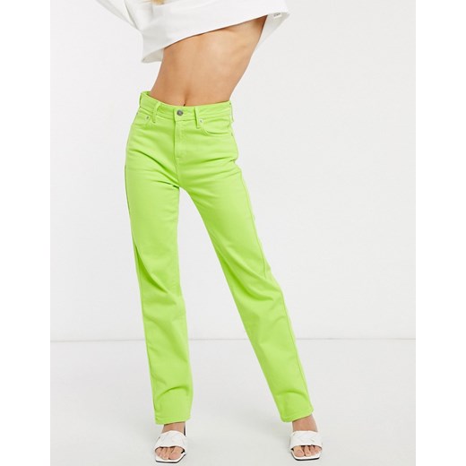 Dua Lipa x Pepe Jeans – Neonowozielone jeansy z prostymi nogawkami i wysokim stanem-Zielony