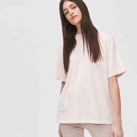Cropp - Gładka koszulka oversize - Różowy  Cropp  