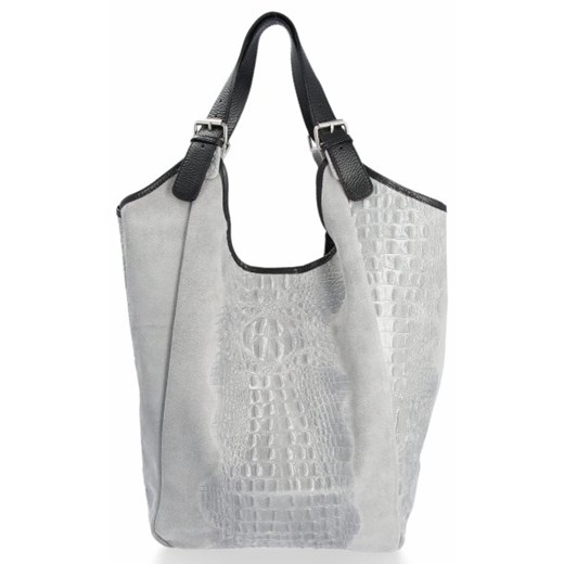 Shopper bag Vera Pelle bez dodatków skórzana 
