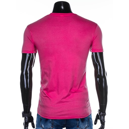 T-shirt męski basic 970S - ciemnoróżowy ze sklepu Edoti w kategorii T-shirty męskie - zdjęcie 83681245