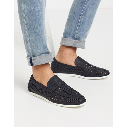 New Look czarne loafersy z frędzlami jak z tkaniny-Czarny