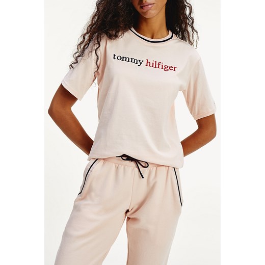 Tommy Hilfiger pudrowa koszulka SS Logo Tee Pale Blush
