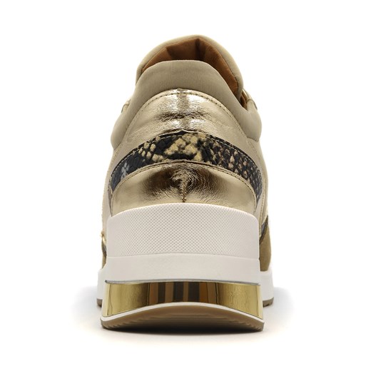 Sportowe beżowe sneakersy typu chunky ze złotą wstawką w podeszwie 278B  Neścior 39 promocyjna cena NESCIOR 