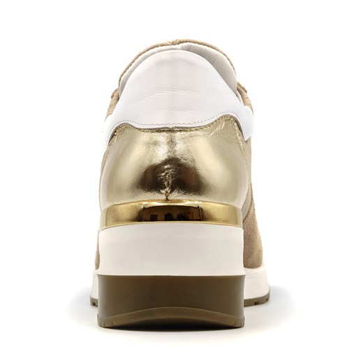 Sportowe pudrowo różowe sneakersy typu chunky ze złotą wstawką w podeszwie 278A  Neścior 37 NESCIOR promocja 