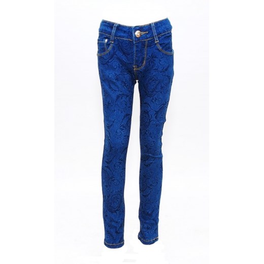 Spodnie jeans z delikatnym wzorkiem petiten niebieski bawełniane