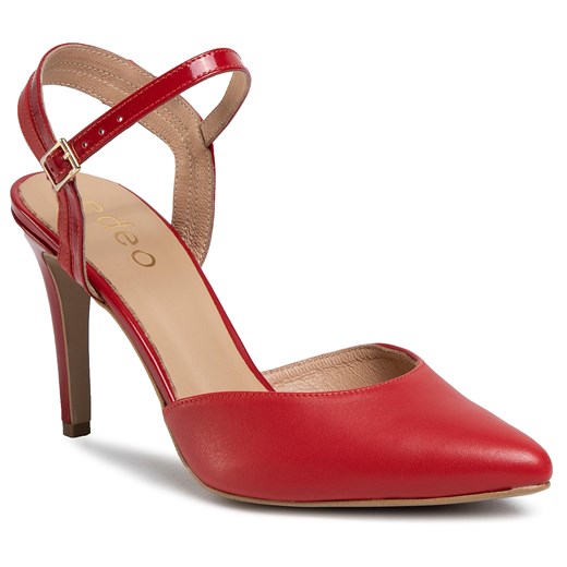 Sandały damskie Edeo czerwone eleganckie skórzane 