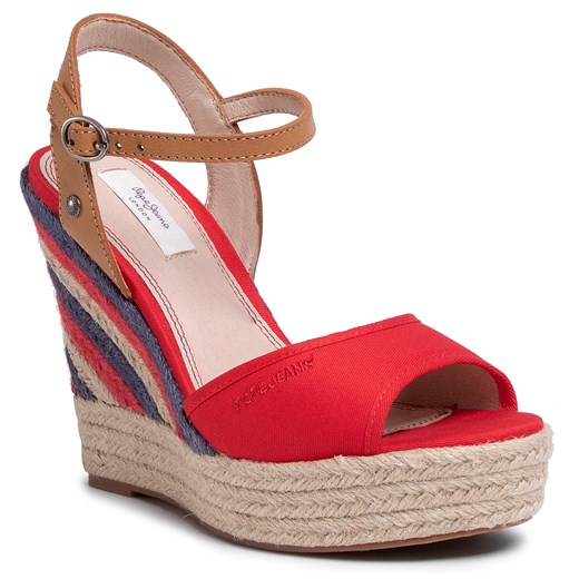 Espadryle damskie Pepe Jeans czerwone z tkaniny 