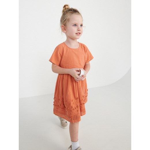 Reserved - Bawełniana sukienka z haftem - Pomarańczowy Reserved  62 