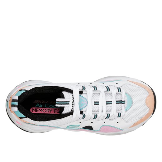 Buty sportowe damskie Skechers w stylu młodzieżowym sznurowane na platformie ze skóry bez wzorów 