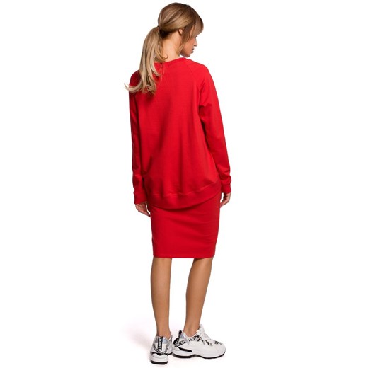 Bluzka damska czerwona Merg z okrągłym dekoltem 