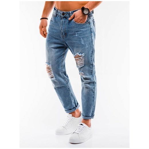 Spodnie męskie jeansowe P889 - jasnoniebieskie Ombre  L 