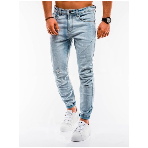 Spodnie męskie jeansowe P890 - jasnoniebieskie  Ombre XXL 