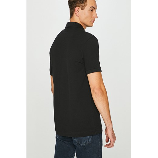 Czarny t-shirt męski Lacoste z krótkimi rękawami bez wzorów 