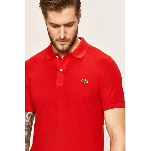 T-shirt męski czerwony Lacoste bawełniany 