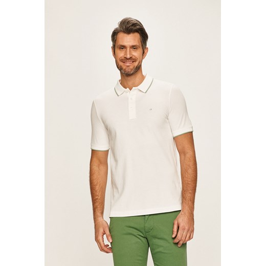 T-shirt męski Calvin Klein biały z krótkim rękawem na lato 