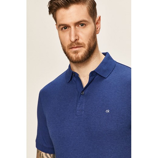 Granatowy t-shirt męski Calvin Klein z krótkim rękawem bawełniany 