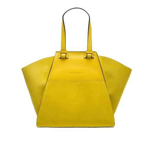 Shopper bag Glamorous By Glam na ramię matowa żółta mieszcząca a4 skórzana 