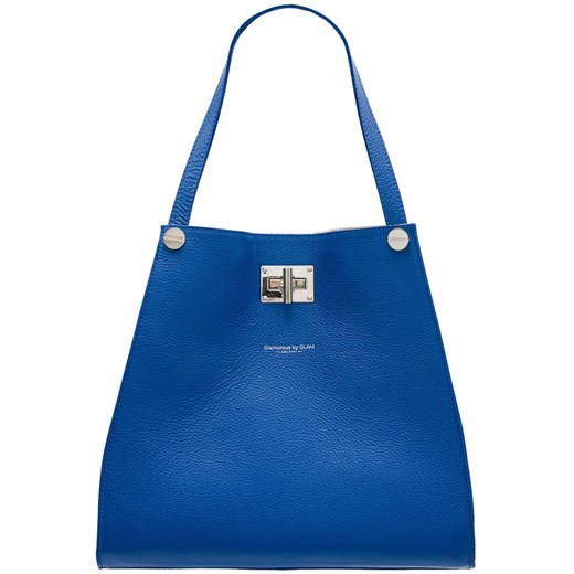 Shopper bag Glamorous By Glam bez dodatków matowa niebieska mieszcząca a6 na ramię 