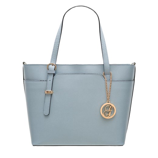 Niebieska shopper bag Glamorous By Glam z breloczkiem skórzana elegancka 