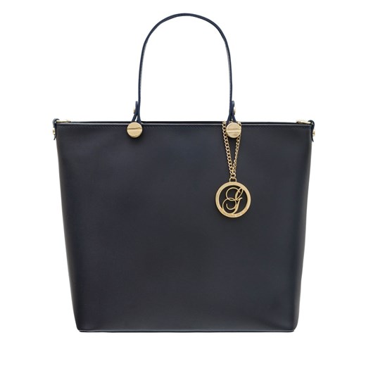 Shopper bag Glamorous By Glam do ręki czarna z breloczkiem duża skórzana matowa 