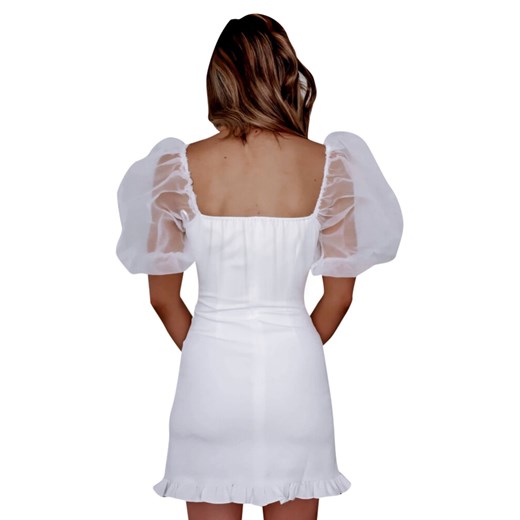 Biała sukienka Elegrina casualowa z krótkim rękawem mini 