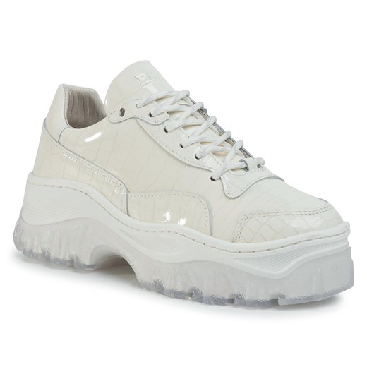 Buty sportowe damskie białe Bronx wiązane skórzane bez wzorów 
