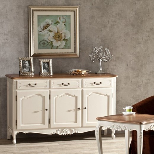 Komoda Dorothee 3 szuflady + 3 drzwi, white&natural, 151 × 45 × 91 cm