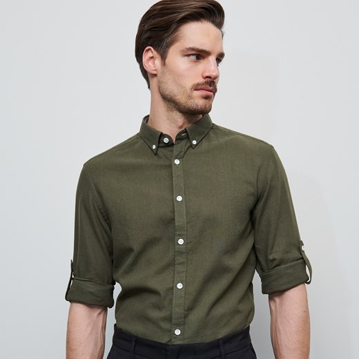 Reserved koszula męska z długim rękawem zielona casual 