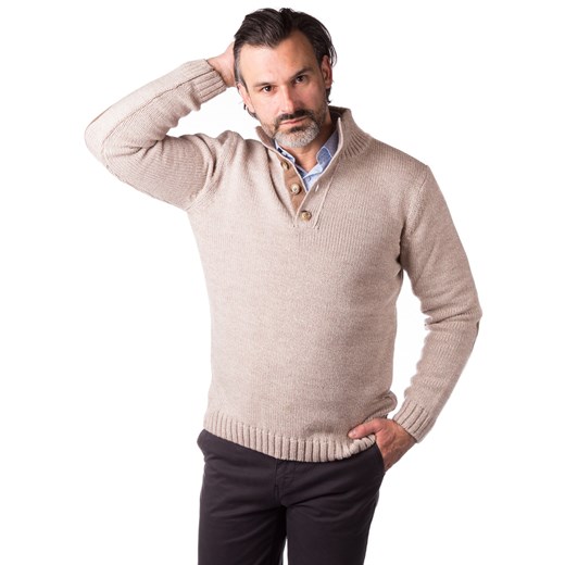 Beżowy wełniany sweter męski CL0003