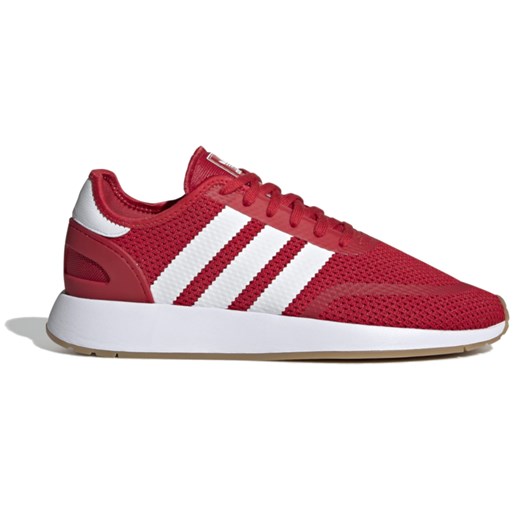Czerwone buty sportowe męskie Adidas na wiosnę z tkaniny sznurowane 