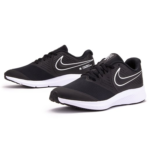 Buty sportowe damskie czarne Nike wiązane na wiosnę na platformie bez wzorów1 ze skóry 