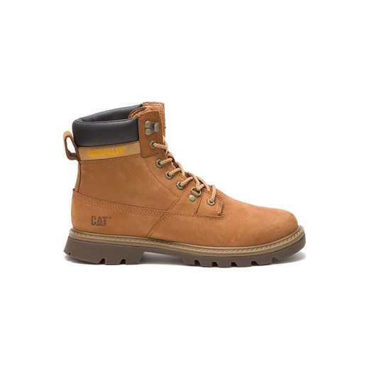 Buty zimowe męskie Caterpillar brązowe wiązane militarne ze skóry