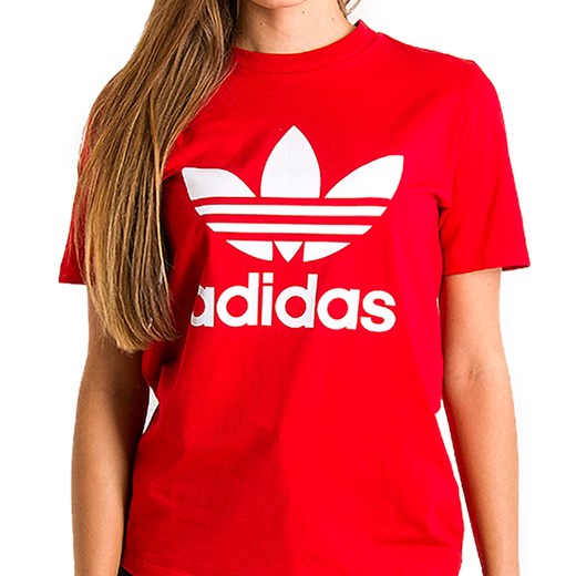 Bluzka sportowa Adidas czerwona z aplikacjami  