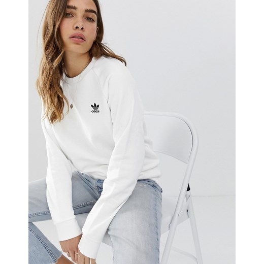 adidas Originals – Essential – Biała bluza z okrągłym dekoltem-Biały