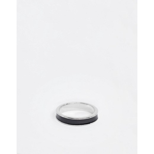 DesignB – Pierścionek w kolorze srebra z emaliowaną obręczą-Srebrny  Designb London S/M Asos Poland